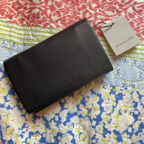 ALLSAINTS Harluna Leather Wallet in Black - Picture 1 of 8